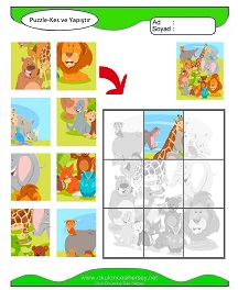 Puzzle Kes Yapıştır Çalışma Sayfaları